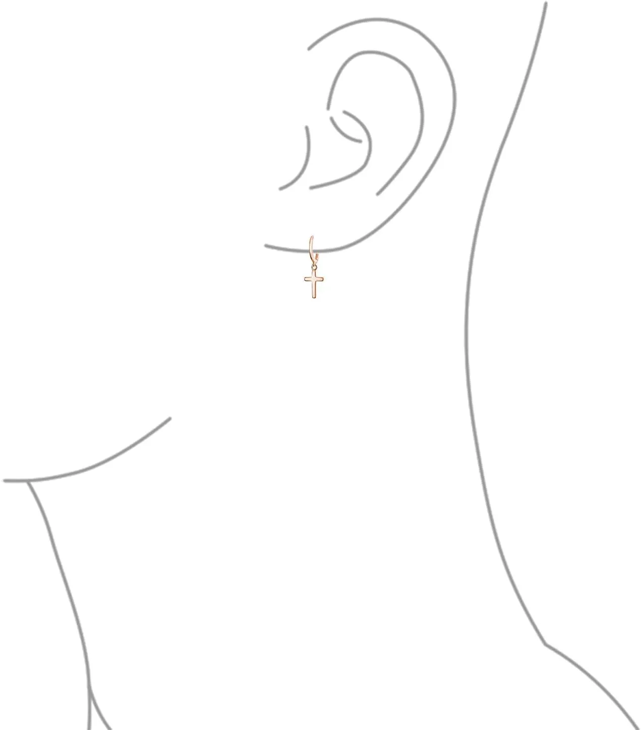 Classic Simple Cuff Drop Dangle Religious Cross Earrings For Women Teen Lever Back Fish Hook Gold Plated .925 Sterling Silver