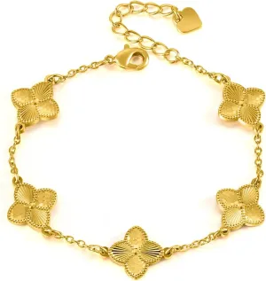 Clover Bracelet for Women 18K Gold Four Leaf Pink Lucky Link Clover Bracelets, Trendy Bracelets Set Jewelry Gifts for Women
