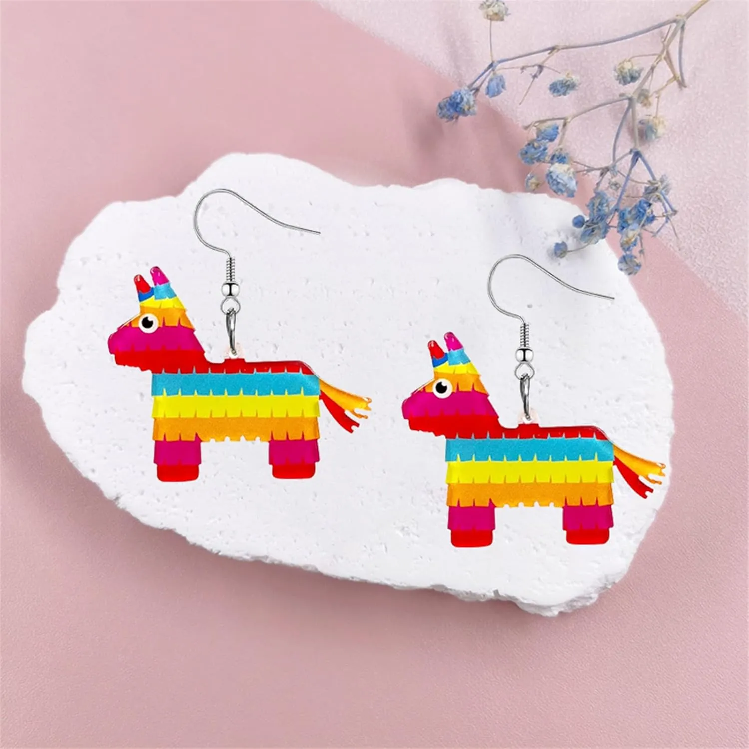 coadipress 2 Pairs Cinco De Mayo Earrings for Women Cute Mexican Style Chili Pepper Horse Acrylic Fiesta Earrings Mexico Theme Carnivals Festival Jewelry Gifts