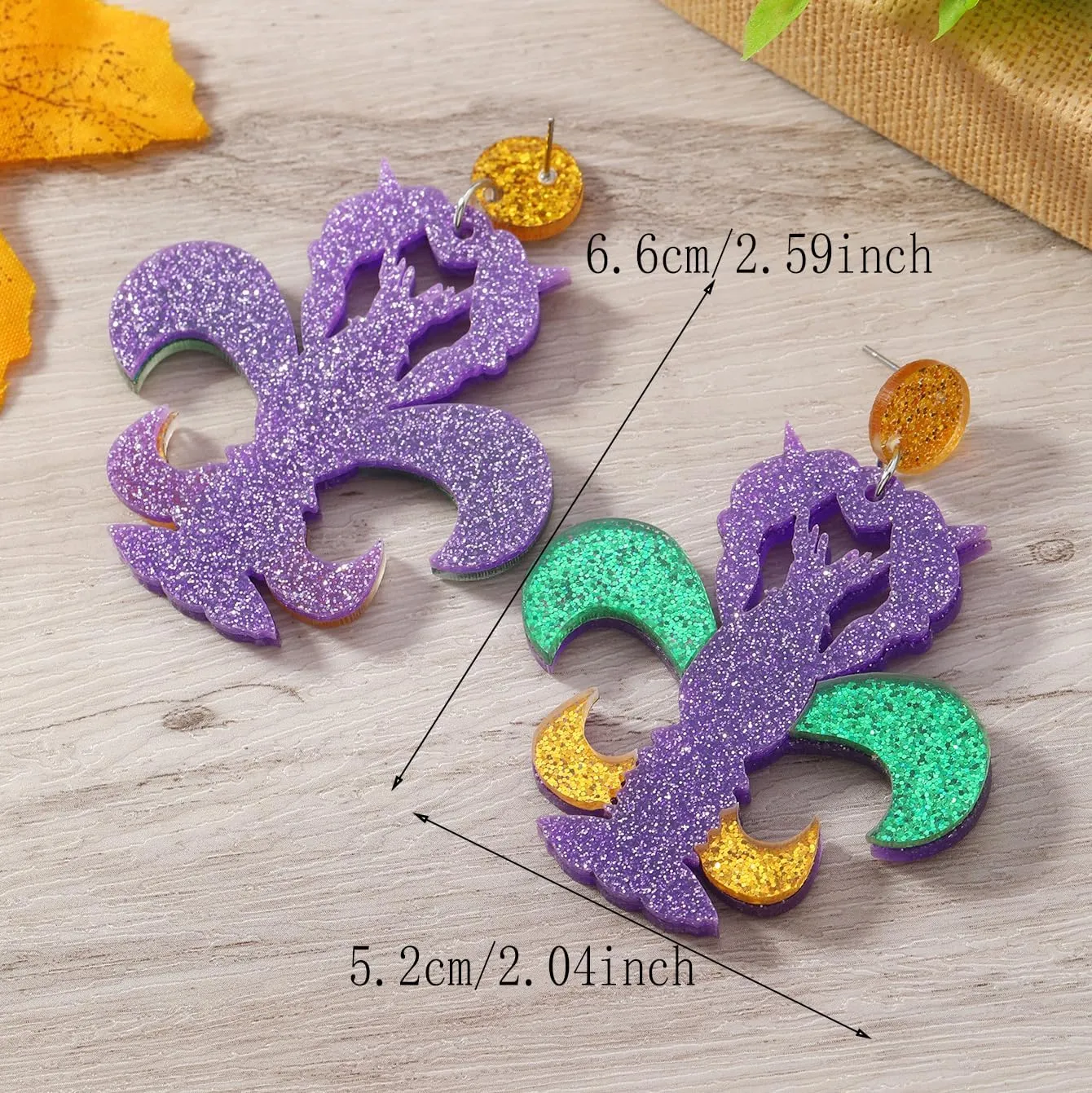 coadipress Mardi Gras Dangle Earrings for Women Colorful Lightweight Acrylic Leaf Mask Champagne Bottle Earrings Mardi Gras Cosplay Party Charm Jewelry Gift Accessories