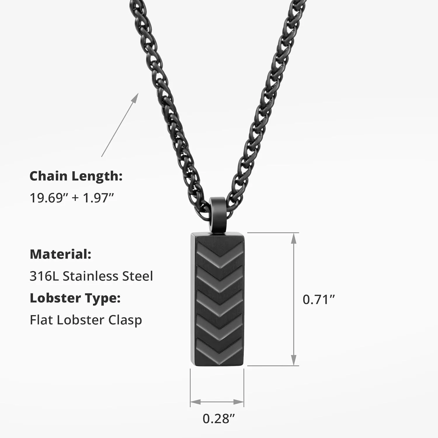COBI 316L Stainless Steel Pendant Necklaces for Men, Cuban Link Chain Necklace, Black Silver Cross Dog Tag, Engraved Cylinder Compass, Minimal Box Chain Jewelry, Hypoallergenic Everyday Wear, Gift
