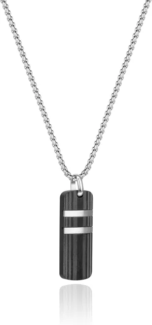 COBI 316L Stainless Steel Pendant Necklaces for Men, Cuban Link Chain Necklace, Black Silver Cross Dog Tag, Engraved Cylinder Compass, Minimal Box Chain Jewelry, Hypoallergenic Everyday Wear, Gift