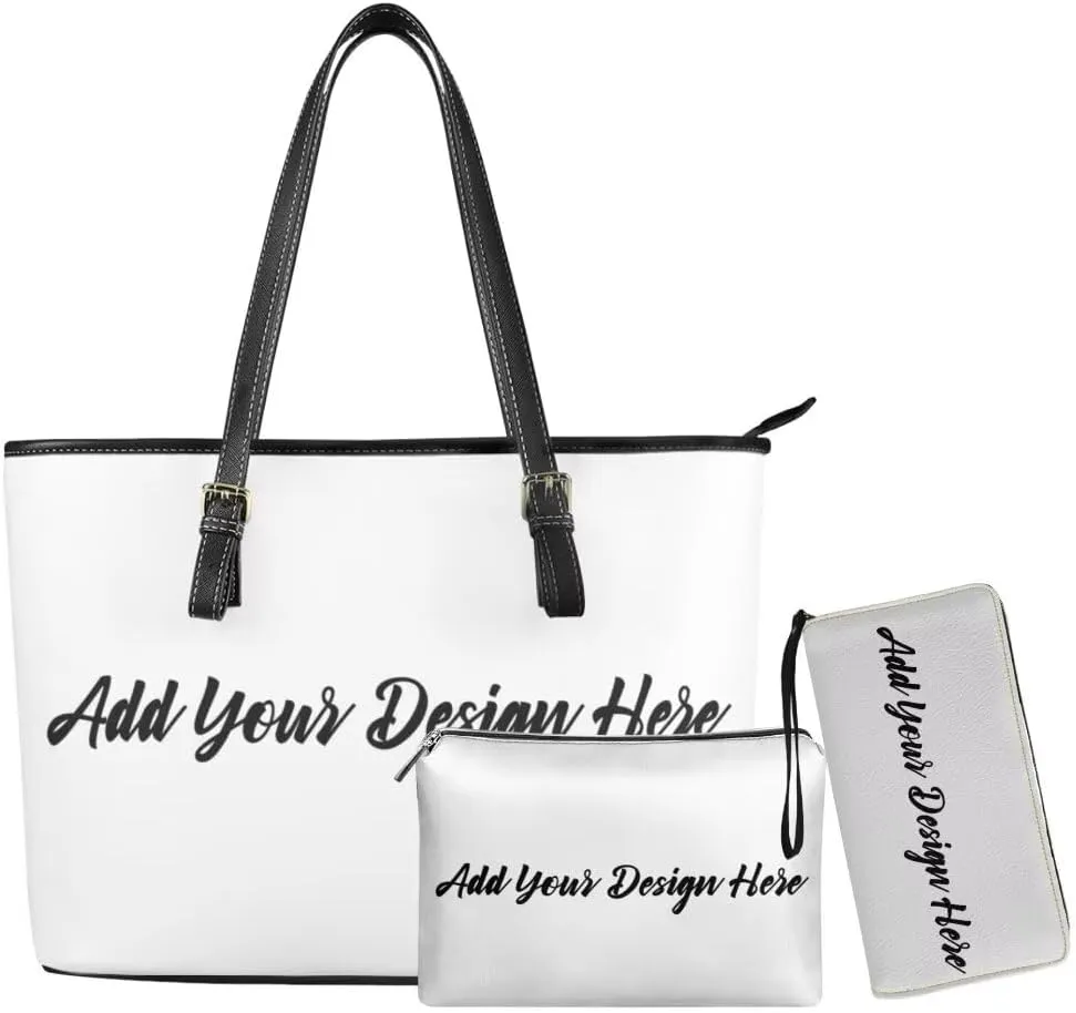 Coldinair 3PCS Custom Tote Handbags for Women Ladies,Handle Bags Wallet Purse Set Leather Shoulder Bags Tote Purse