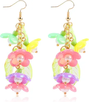 Colorful Flower Earrings for Women Bohemian Shell Round White Flower Stud Earrings Shiny Colorful Hoop Earrings Flower Statement earrings Summer Beach Fashion Jewelry Gifts