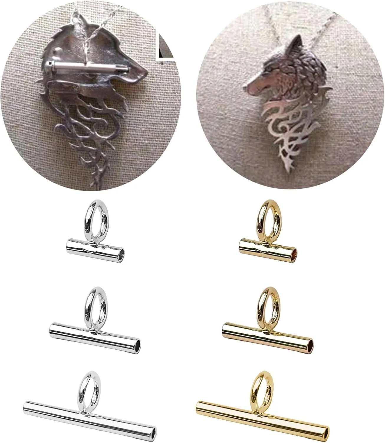 Convertible Necklace and Brooch Adapter Pin to Pendant Converters Jewelry Accessories Alloy for Brooch Necklace, 20MM, Silver