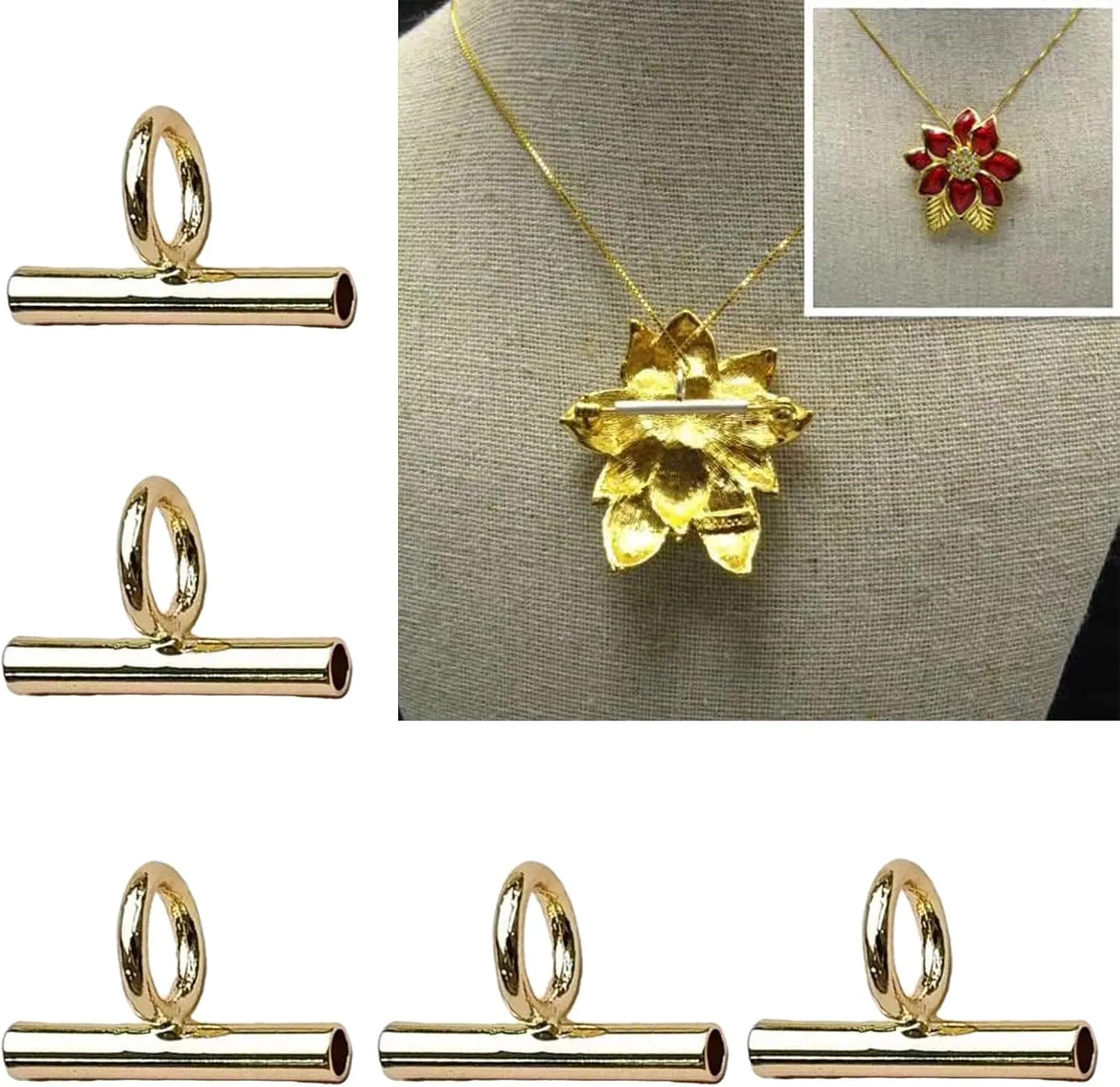 Convertible Necklace and Brooch Adapter Pin to Pendant Converters Jewelry Accessories Alloy for Brooch Necklace, 20MM, Silver