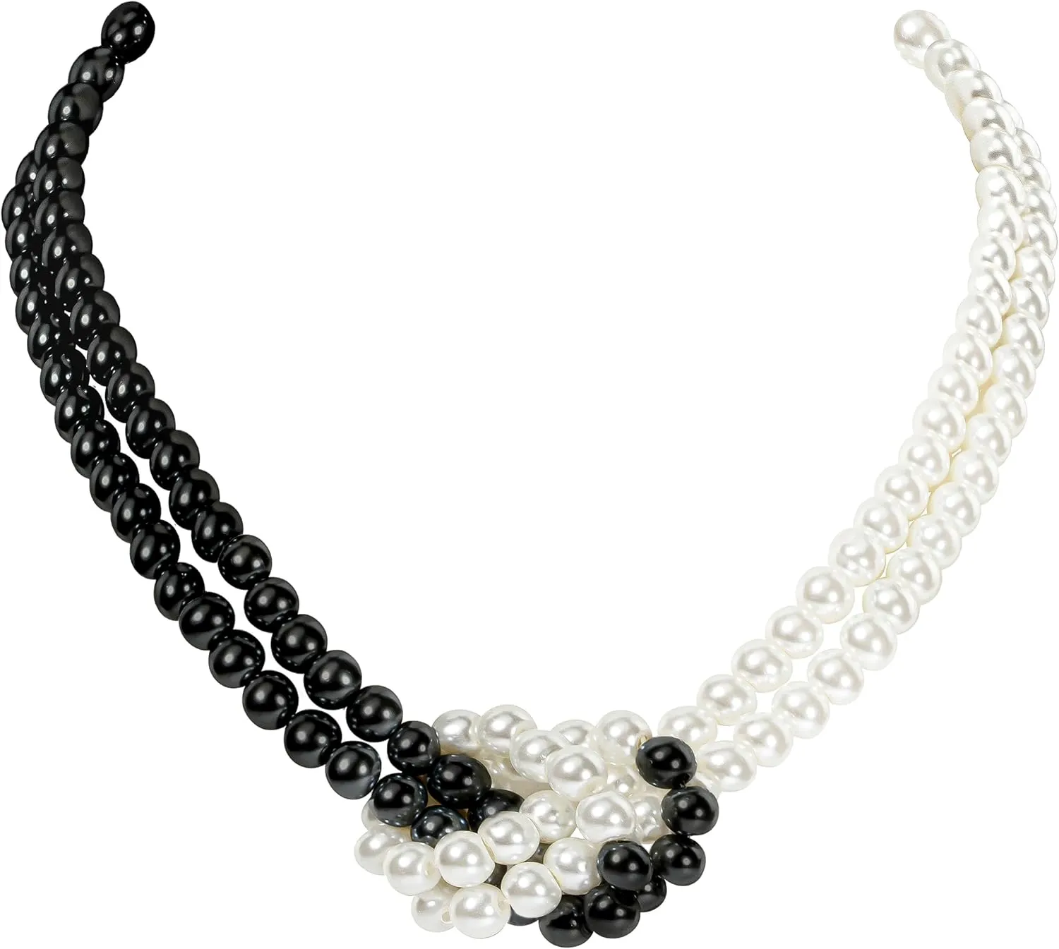 Coucoland Women's Pearl Necklaces for Women - 1920s White Black Faux Pearl Bead Strand Gatsby Necklace Choker