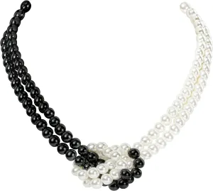 Coucoland Women's Pearl Necklaces for Women - 1920s White Black Faux Pearl Bead Strand Gatsby Necklace Choker