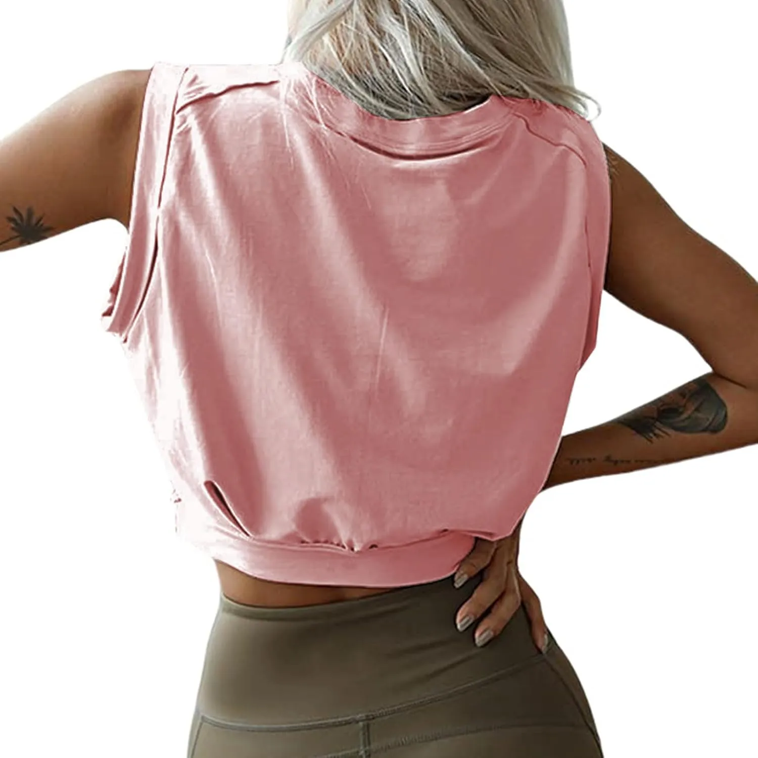 Crop Top Athletic Shirts for Women Workout Sleeveless Shirts Running Gym Workout Yoga Tank Crop Tops