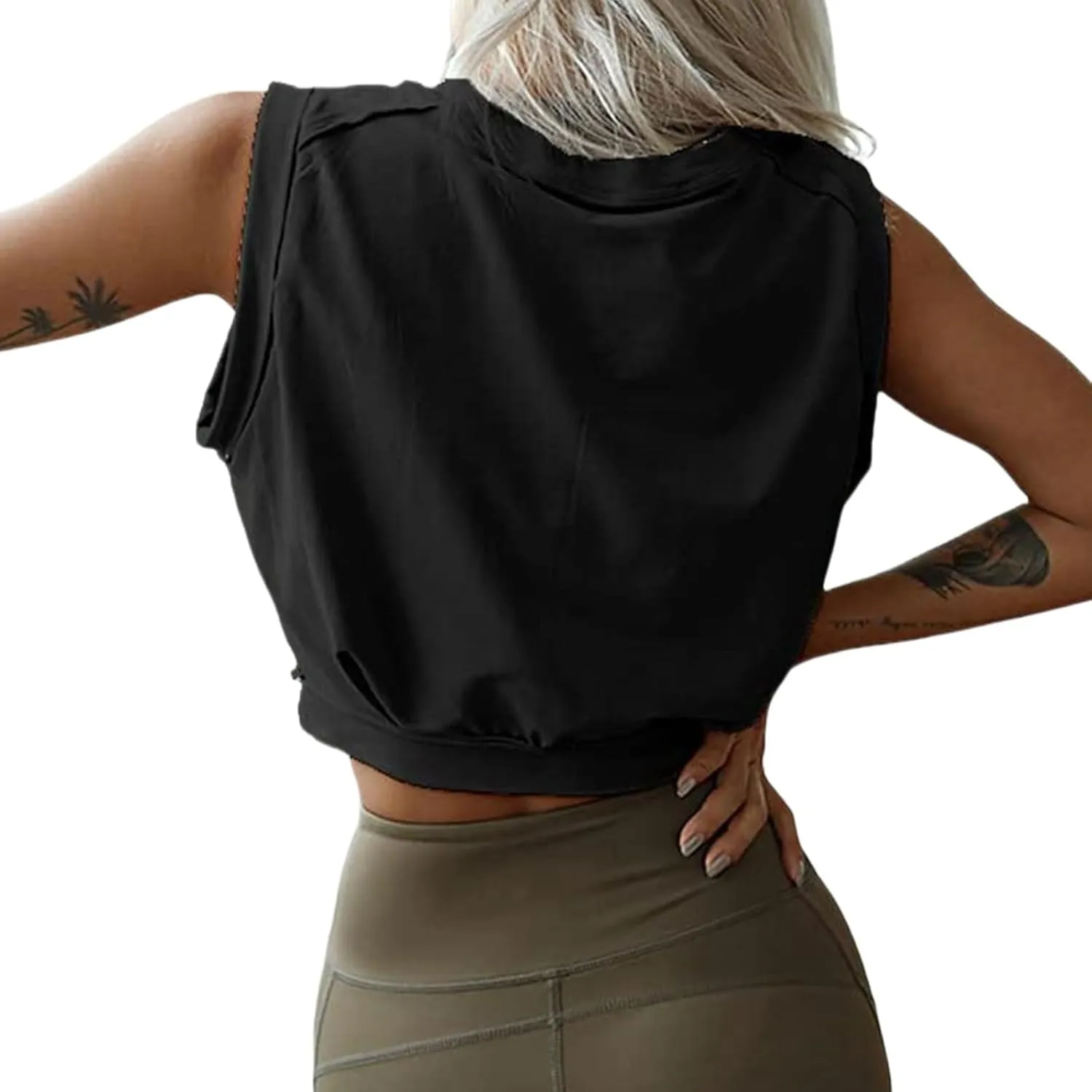 Crop Top Athletic Shirts for Women Workout Sleeveless Shirts Running Gym Workout Yoga Tank Crop Tops
