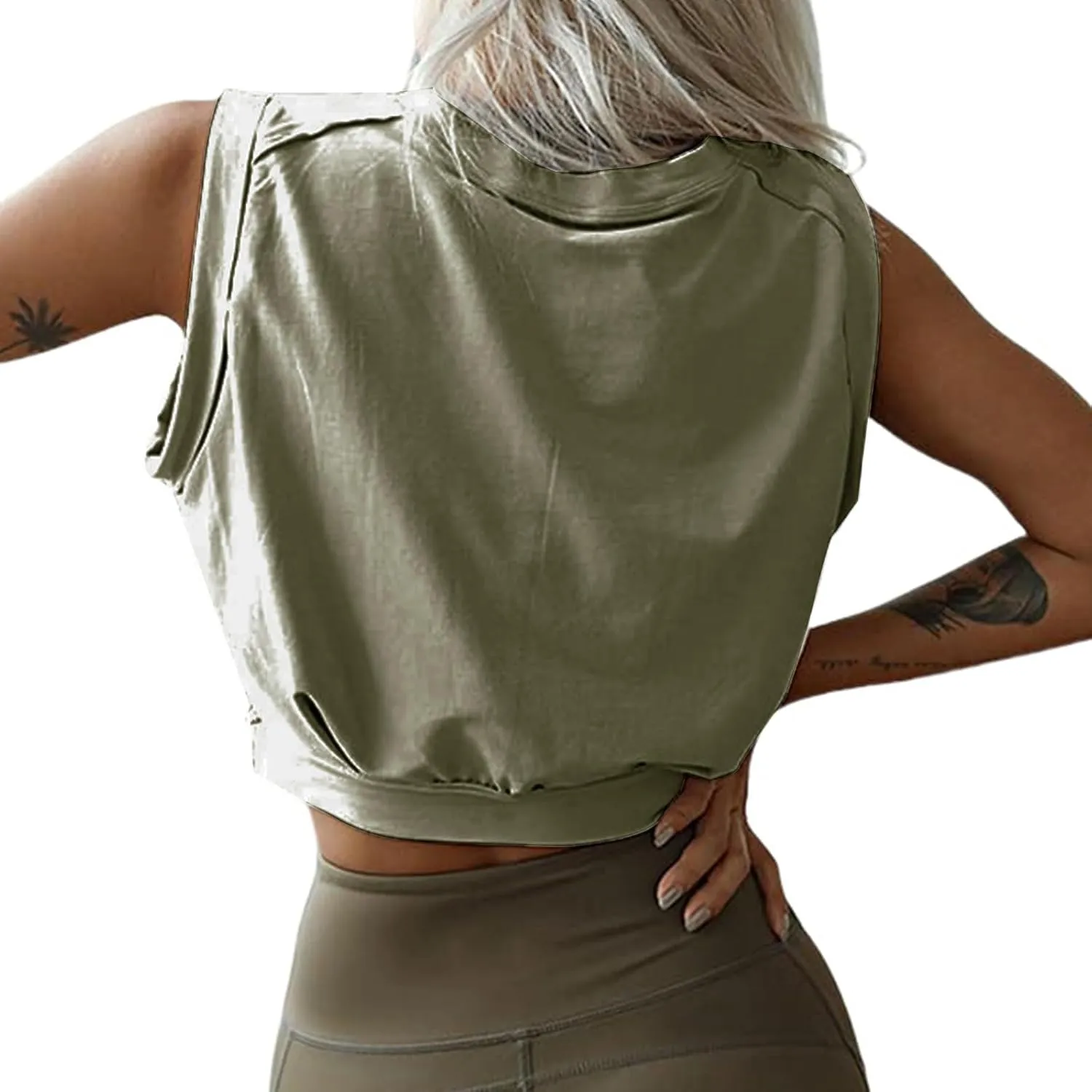 Crop Top Athletic Shirts for Women Workout Sleeveless Shirts Running Gym Workout Yoga Tank Crop Tops