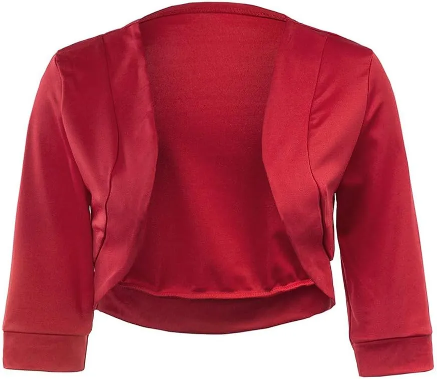 Cropped Cardigan for Women Long Sleeve Open Front Lightweight Bolero Shrugs Solid Color Loose Sweater Jacket for Tops