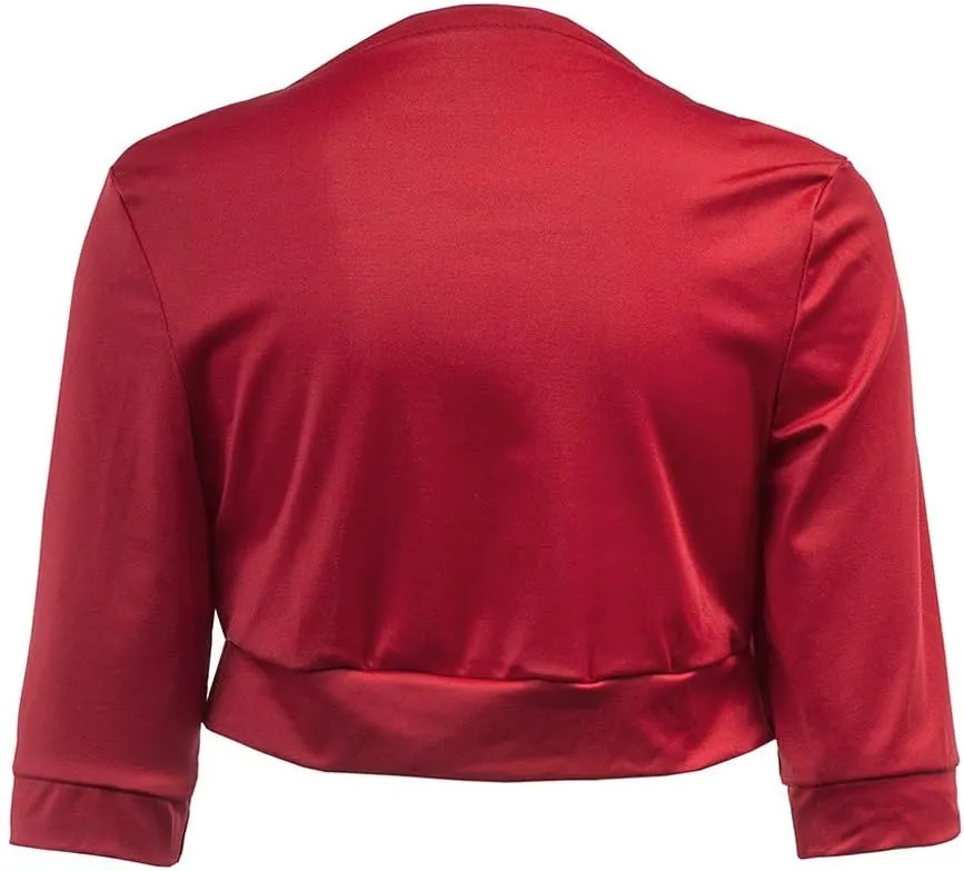 Cropped Cardigan for Women Long Sleeve Open Front Lightweight Bolero Shrugs Solid Color Loose Sweater Jacket for Tops