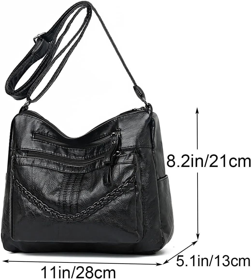 Crossbody Bags for Women Soft PU Leather Shoulder Bag Ladies Purse and Handbag Lightweight Multiple Pockets Satchel