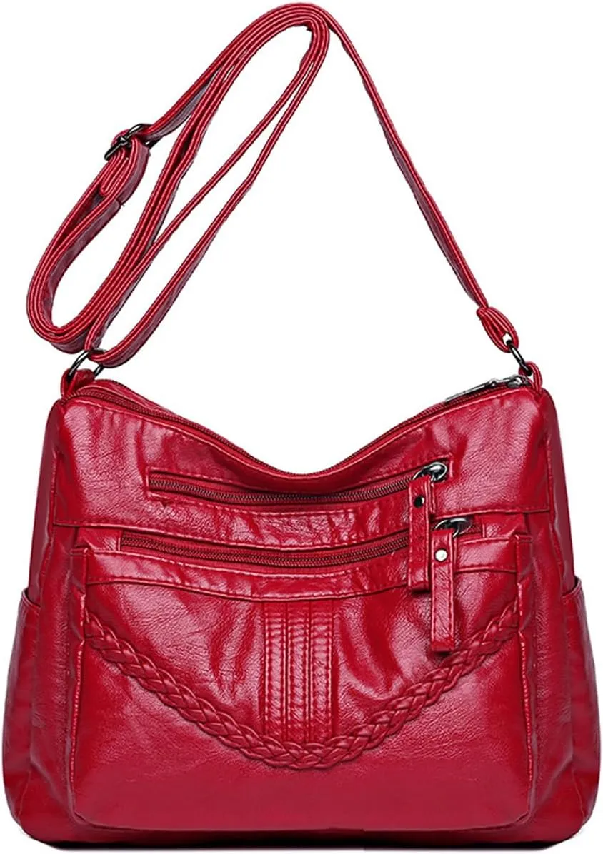 Crossbody Bags for Women Soft PU Leather Shoulder Bag Ladies Purse and Handbag Lightweight Multiple Pockets Satchel
