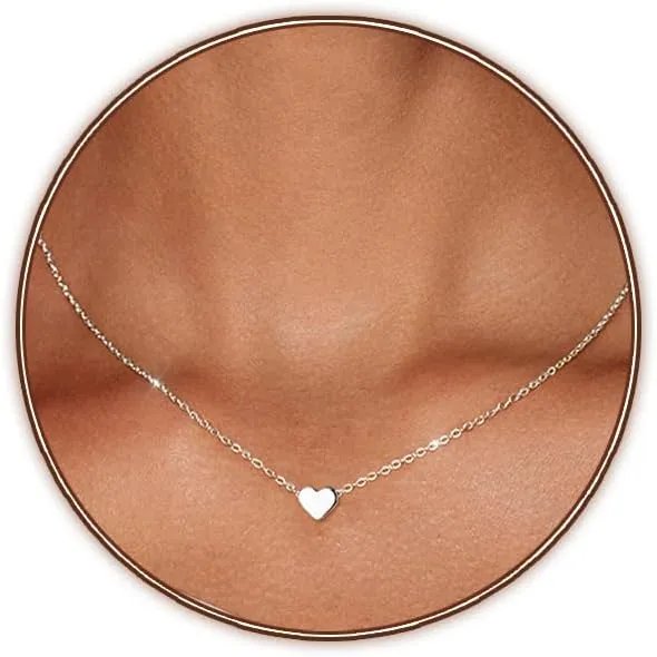 Cute Heart Necklace for Women Gold/Silver Plated Heart Pendant Choker Necklaces Tendy Love Heart Chain Necklace Dainty Gold/Silver Necklace Jewelry Gifts for Women