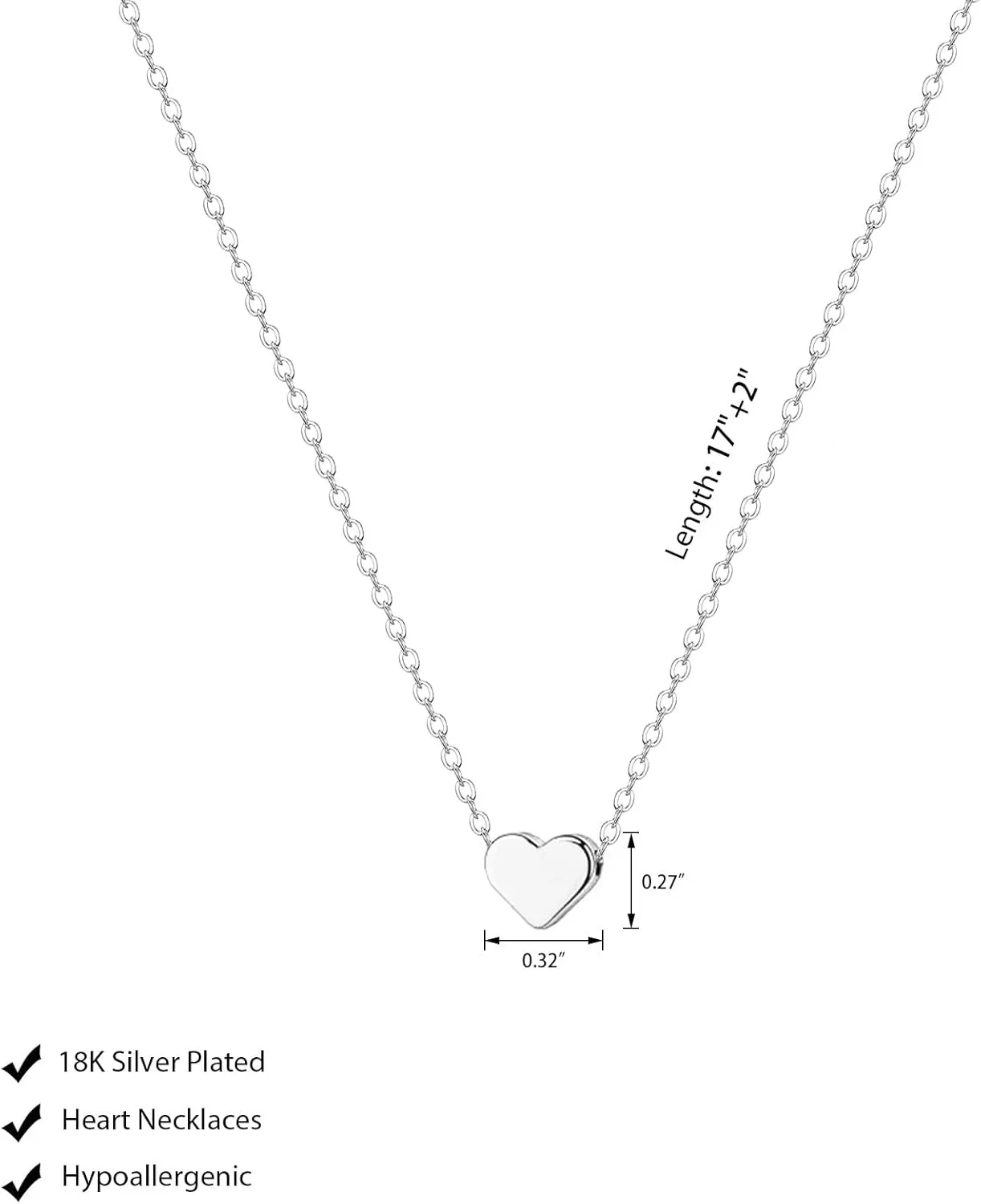 Cute Heart Necklace for Women Gold/Silver Plated Heart Pendant Choker Necklaces Tendy Love Heart Chain Necklace Dainty Gold/Silver Necklace Jewelry Gifts for Women