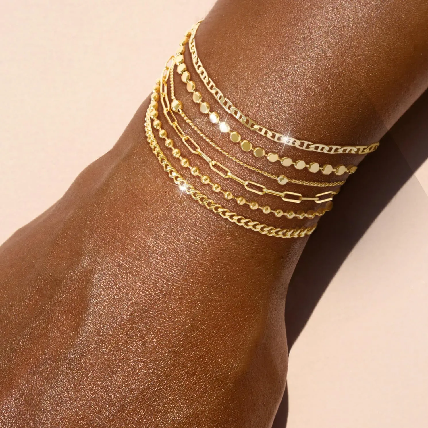 Dainty 14K Gold Bracelets for Women - Waterproof Stackable Gold Bracelet Set - Perfect for Stylish Women
