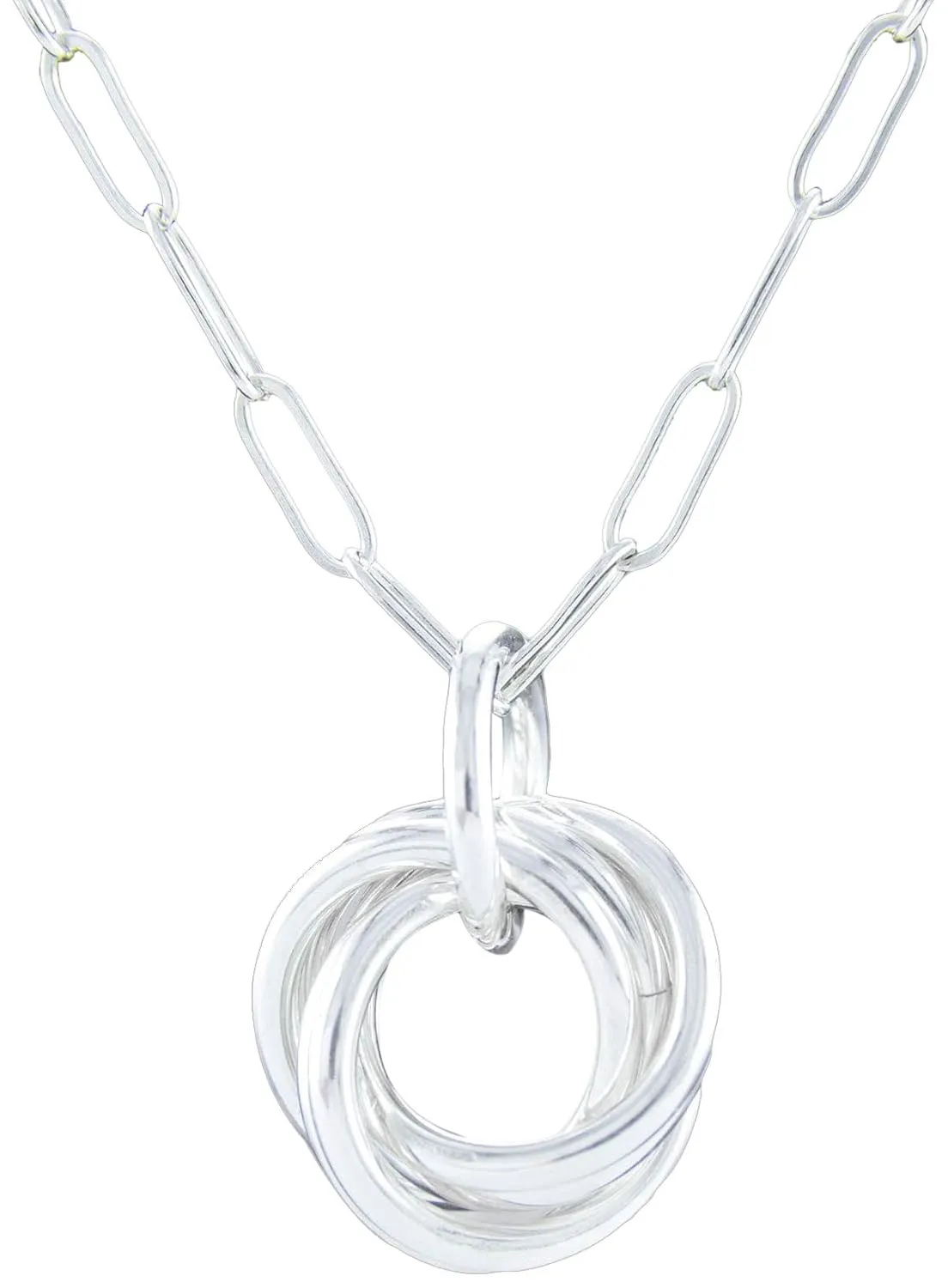 Dainty 925 Sterling Silver Simple Love Knot Circle Pendant Necklace Minimal Jewelry Gift Idea for Women - 18"