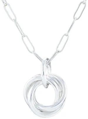Dainty 925 Sterling Silver Simple Love Knot Circle Pendant Necklace Minimal Jewelry Gift Idea for Women - 18"