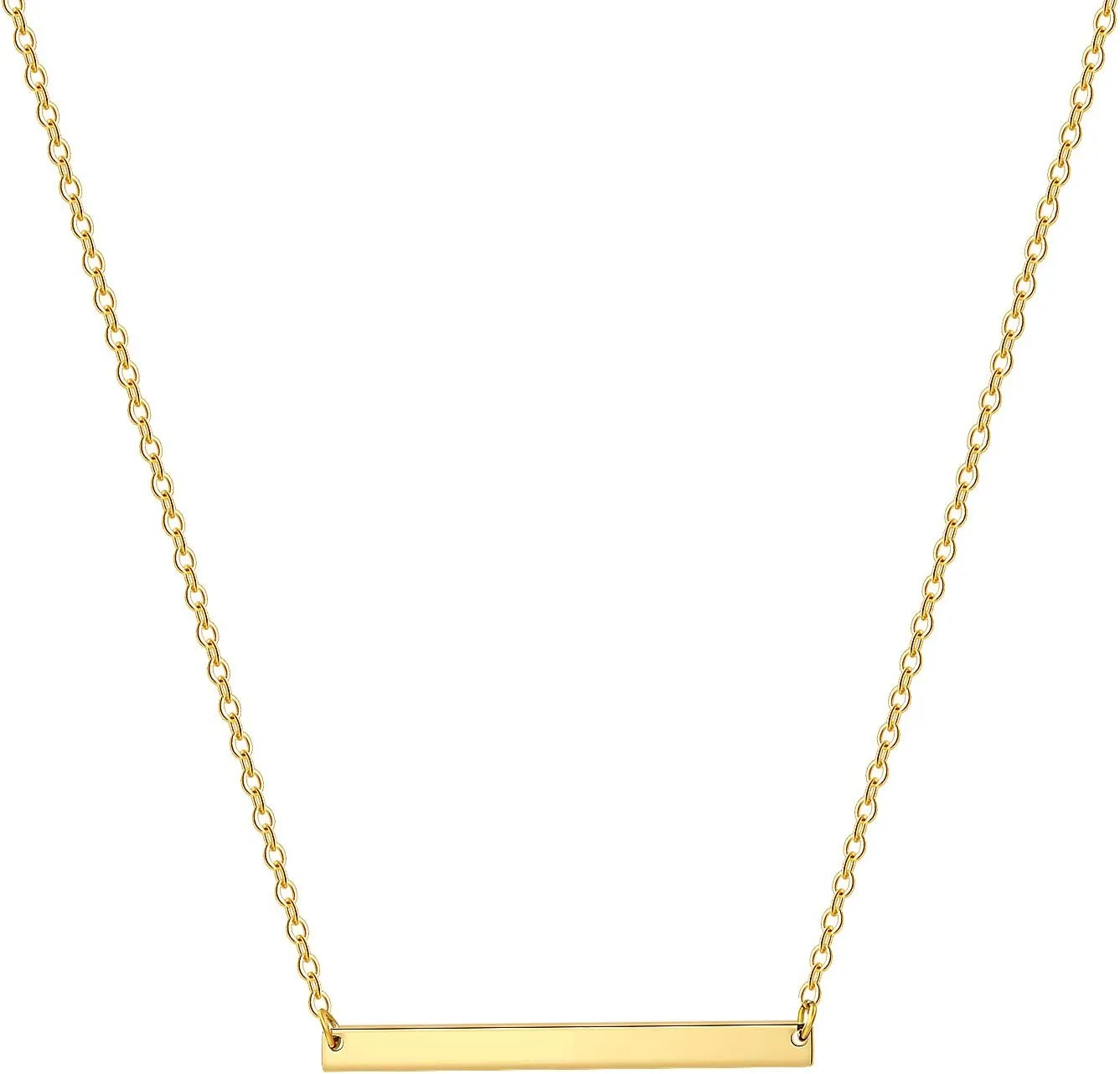 Dainty Gold Layered Bar Neckalce Moon Pendant Lariat Y Necklace 14K Gold Simple Necklace for Women