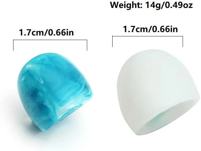 Dainty Two Tone Resin Statement Rings Set for Women Chunky Large Acrylic Plastic Stacked Ring Pack Y2k Antique Finger Jewelry Finger Knuckle Accessories