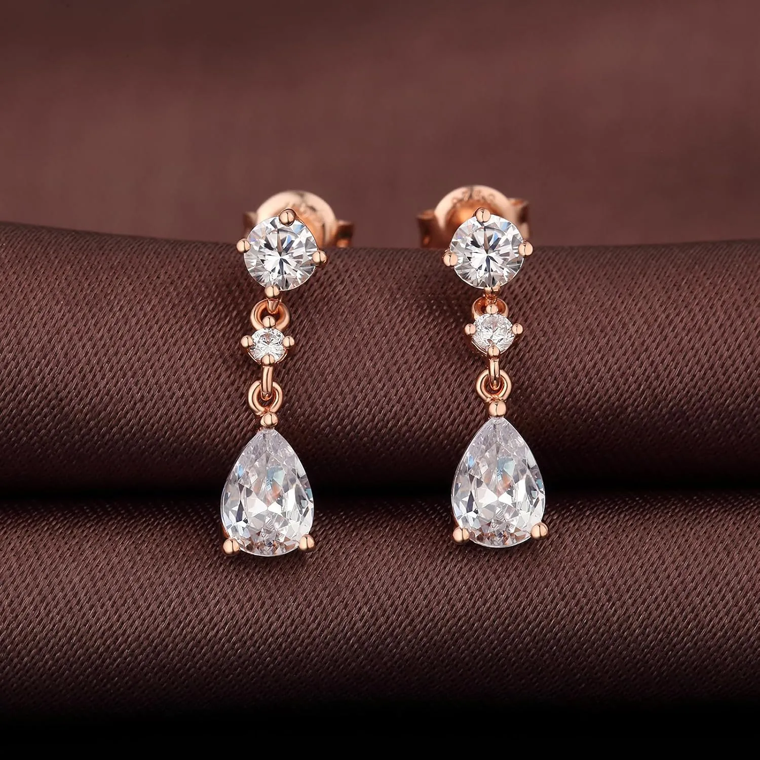 Dangel Drop Earrings for Women 18K Gold Simulated Diamond Stud Earrings Sterling Silver Cubic Zirconia Drop Earrings