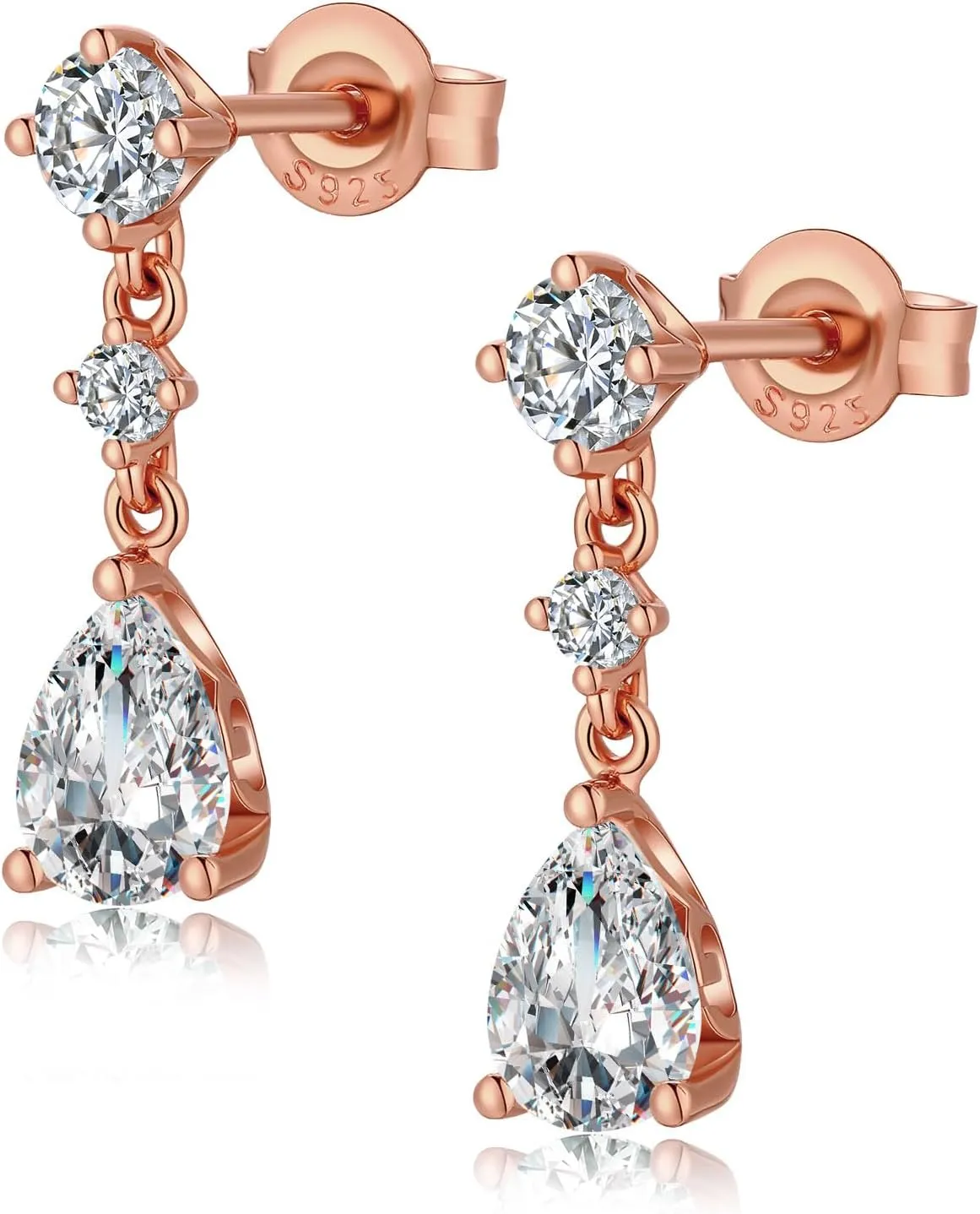 Dangel Drop Earrings for Women 18K Gold Simulated Diamond Stud Earrings Sterling Silver Cubic Zirconia Drop Earrings