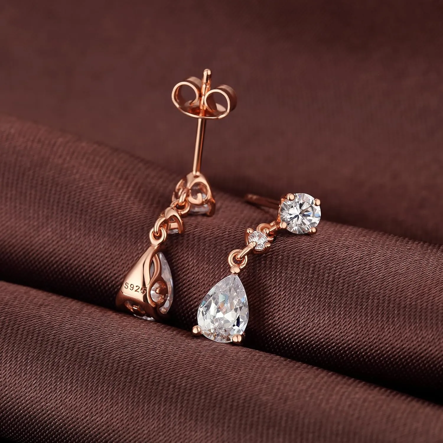Dangel Drop Earrings for Women 18K Gold Simulated Diamond Stud Earrings Sterling Silver Cubic Zirconia Drop Earrings