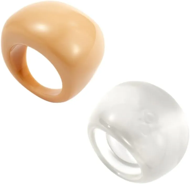 DATOA 2Pcs Multicolor Resin Chunky Rings for Women Y2K Acrylic Resin Rings Minimalist Knuckle Finger Rings Jewelry