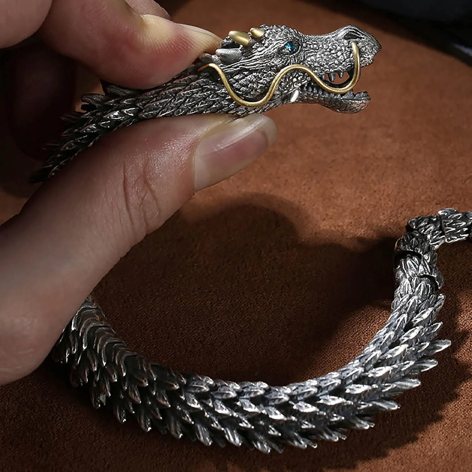 Dragon Bracelet for Men, Domineering Handmade Metal Bracelet, Personalized Creative Jewelry, Men's Gift (Gift Wrap)