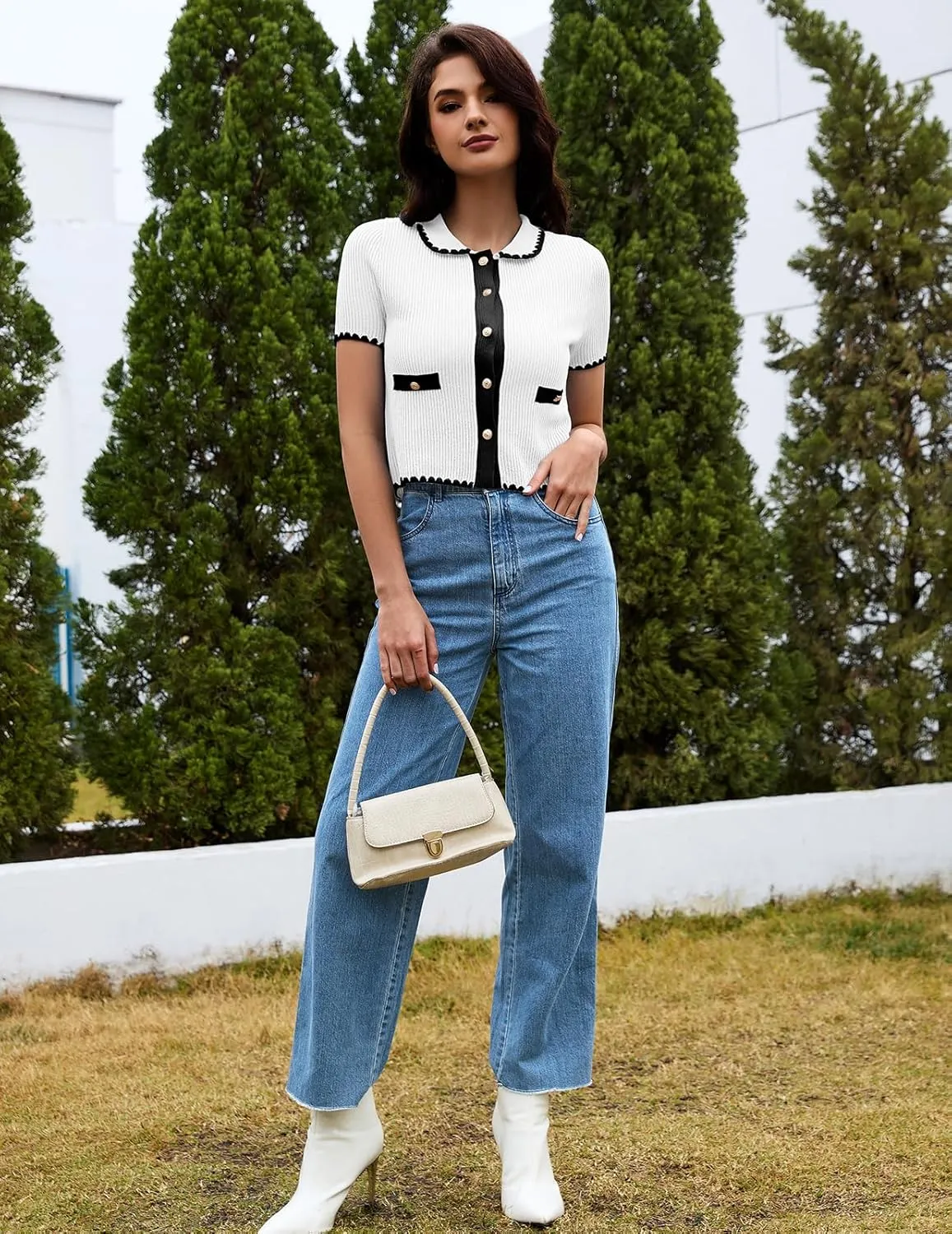DRESSTELLS Women's Summer Cardigans 2025 Spring Top Short Sleeve Knit Blouse Dressy Business Casual Tops