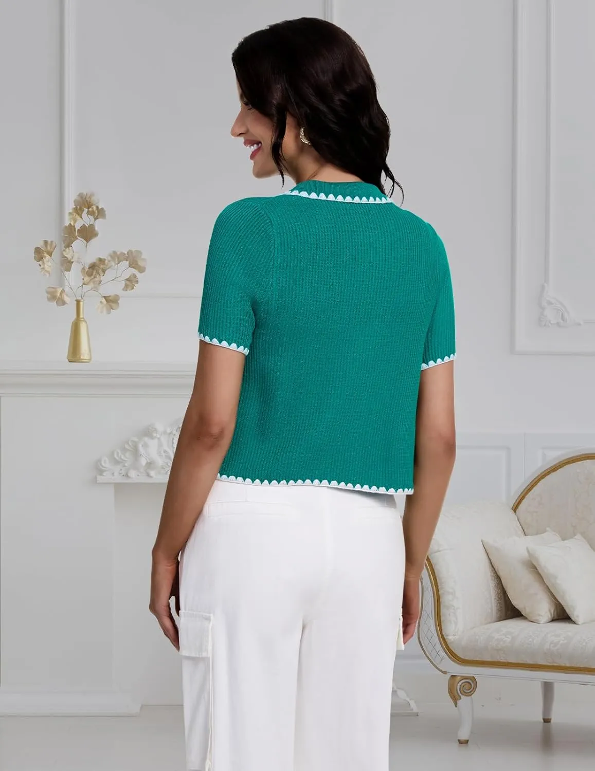 DRESSTELLS Women's Summer Cardigans 2025 Spring Top Short Sleeve Knit Blouse Dressy Business Casual Tops