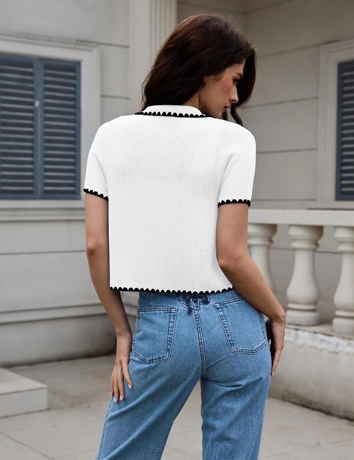 DRESSTELLS Women's Summer Cardigans 2025 Spring Top Short Sleeve Knit Blouse Dressy Business Casual Tops