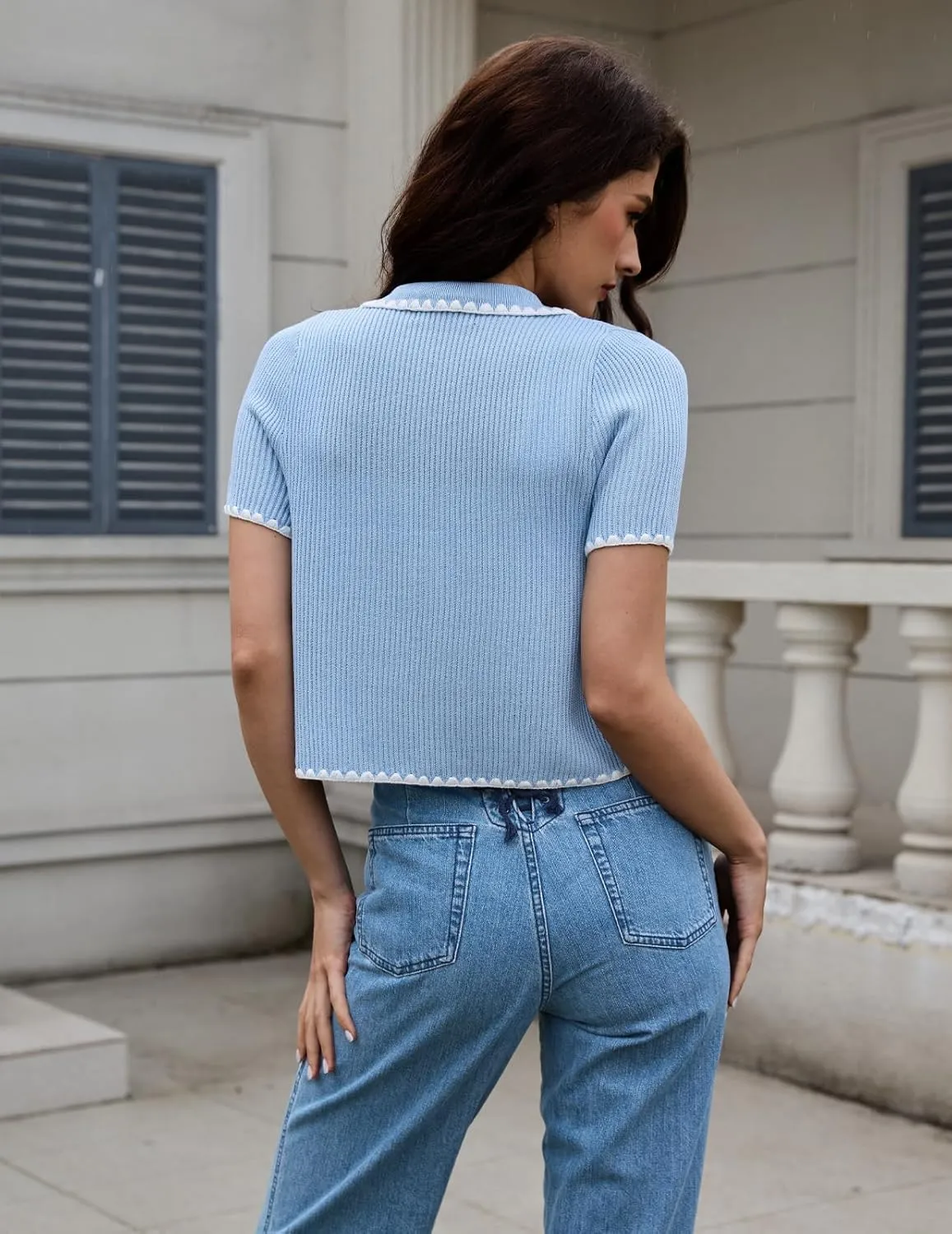 DRESSTELLS Women's Summer Cardigans 2025 Spring Top Short Sleeve Knit Blouse Dressy Business Casual Tops