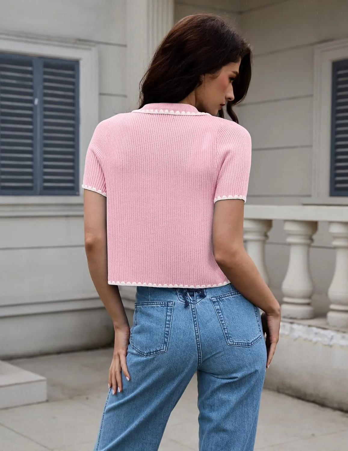 DRESSTELLS Women's Summer Cardigans 2025 Spring Top Short Sleeve Knit Blouse Dressy Business Casual Tops