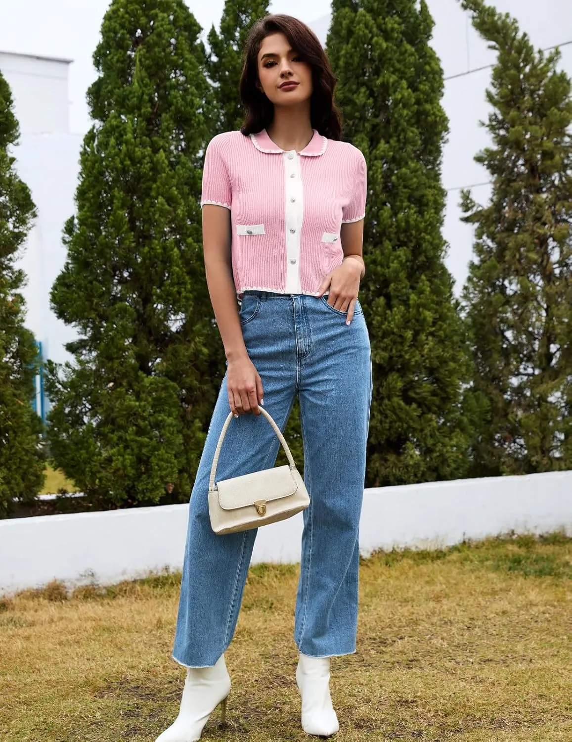 DRESSTELLS Women's Summer Cardigans 2025 Spring Top Short Sleeve Knit Blouse Dressy Business Casual Tops