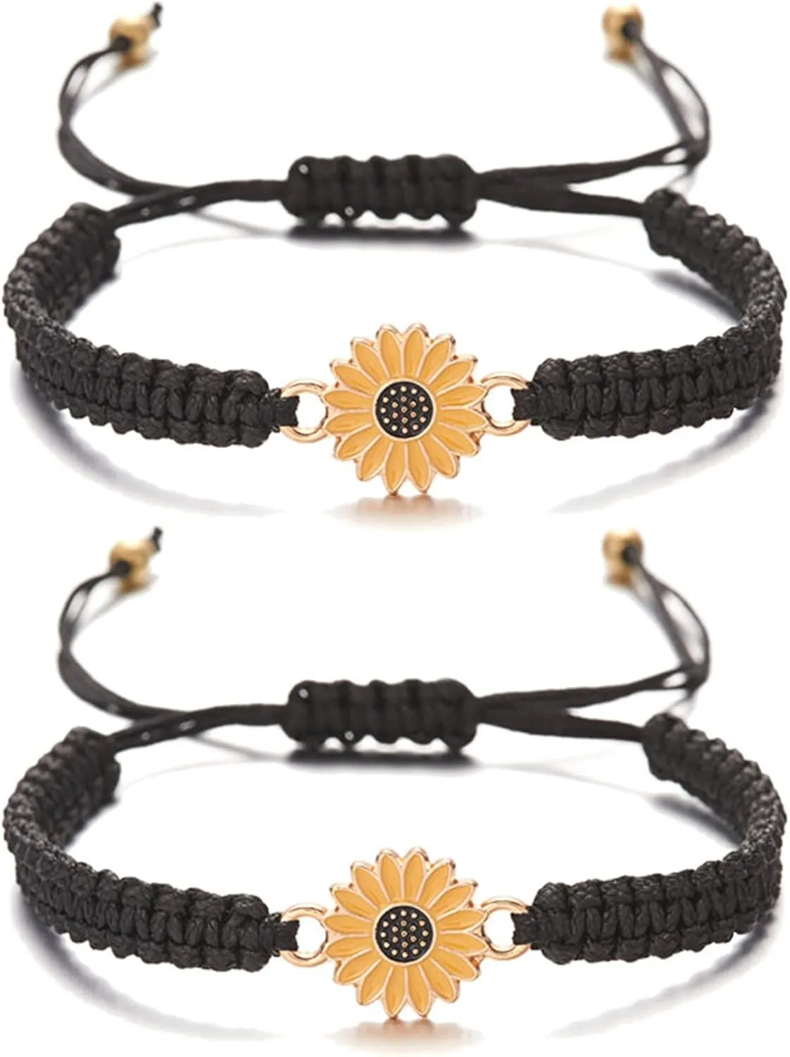 Dreuyet Sunflower Bracelets Adjustable Boho Handmade Braided Rope String Sunflower Daisy Charm Friendship Matching Bracelets Promise for Couples Women Men