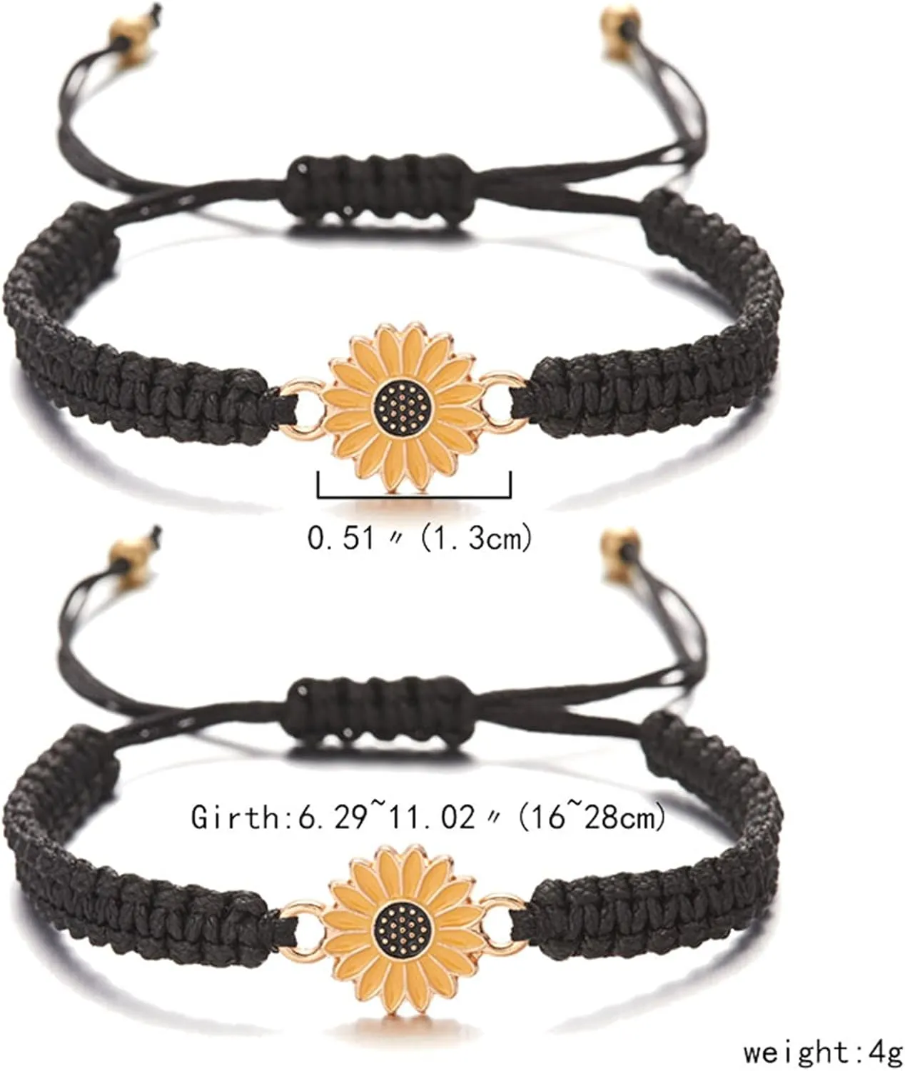 Dreuyet Sunflower Bracelets Adjustable Boho Handmade Braided Rope String Sunflower Daisy Charm Friendship Matching Bracelets Promise for Couples Women Men