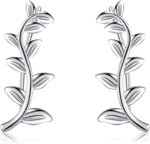 Ear Climbers Earrings for Women 925 Sterling Silver Filigree/Leaf/Celtic Crawler Earrings Jewelry Gifts for Women