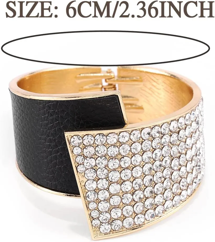 ELABEST Stylish Rhinestone Bracelet Cuff Bracelets Stretch Bracelets Sparkly Hand Chain Wedding Parties Jewelry Accessories for Women