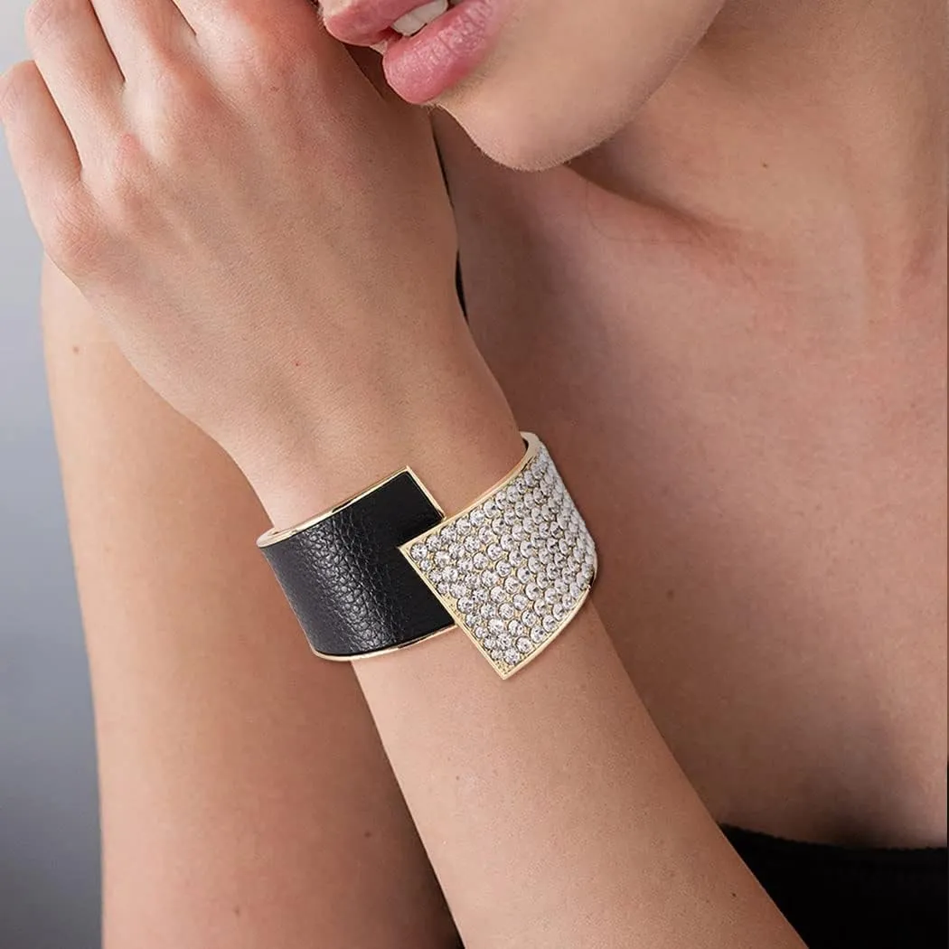 ELABEST Stylish Rhinestone Bracelet Cuff Bracelets Stretch Bracelets Sparkly Hand Chain Wedding Parties Jewelry Accessories for Women