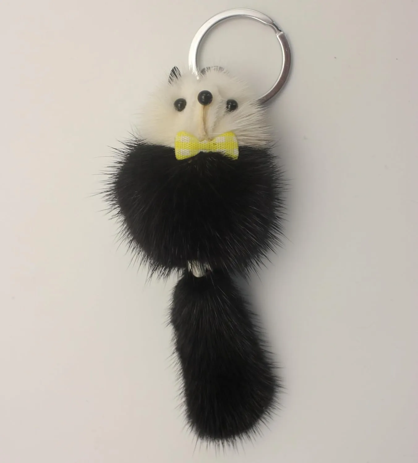 Elegant Genuine Mink Fur Fox-Shaped Keychain - Available in Sophisticated Gray and Classic Black