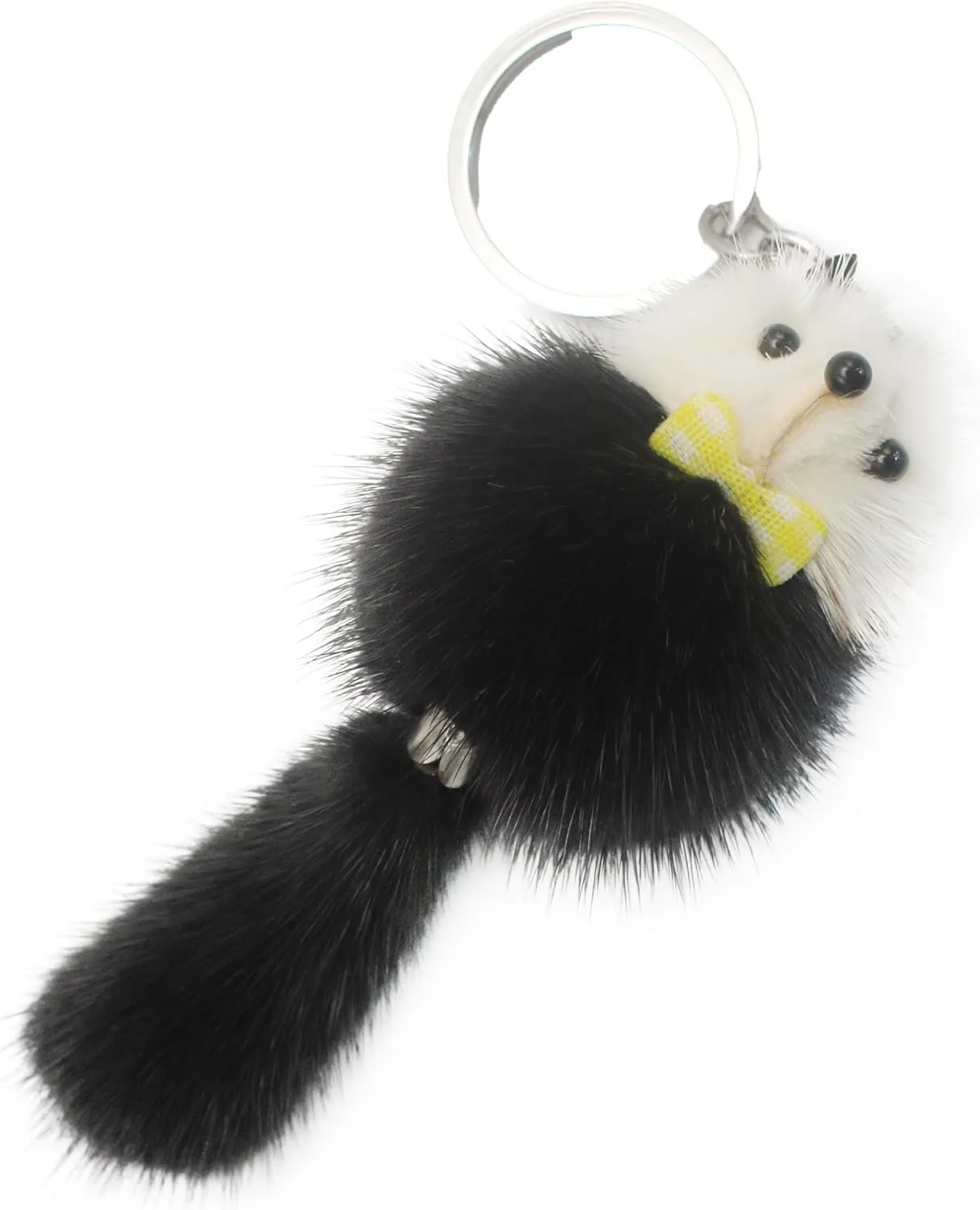 Elegant Genuine Mink Fur Fox-Shaped Keychain - Available in Sophisticated Gray and Classic Black
