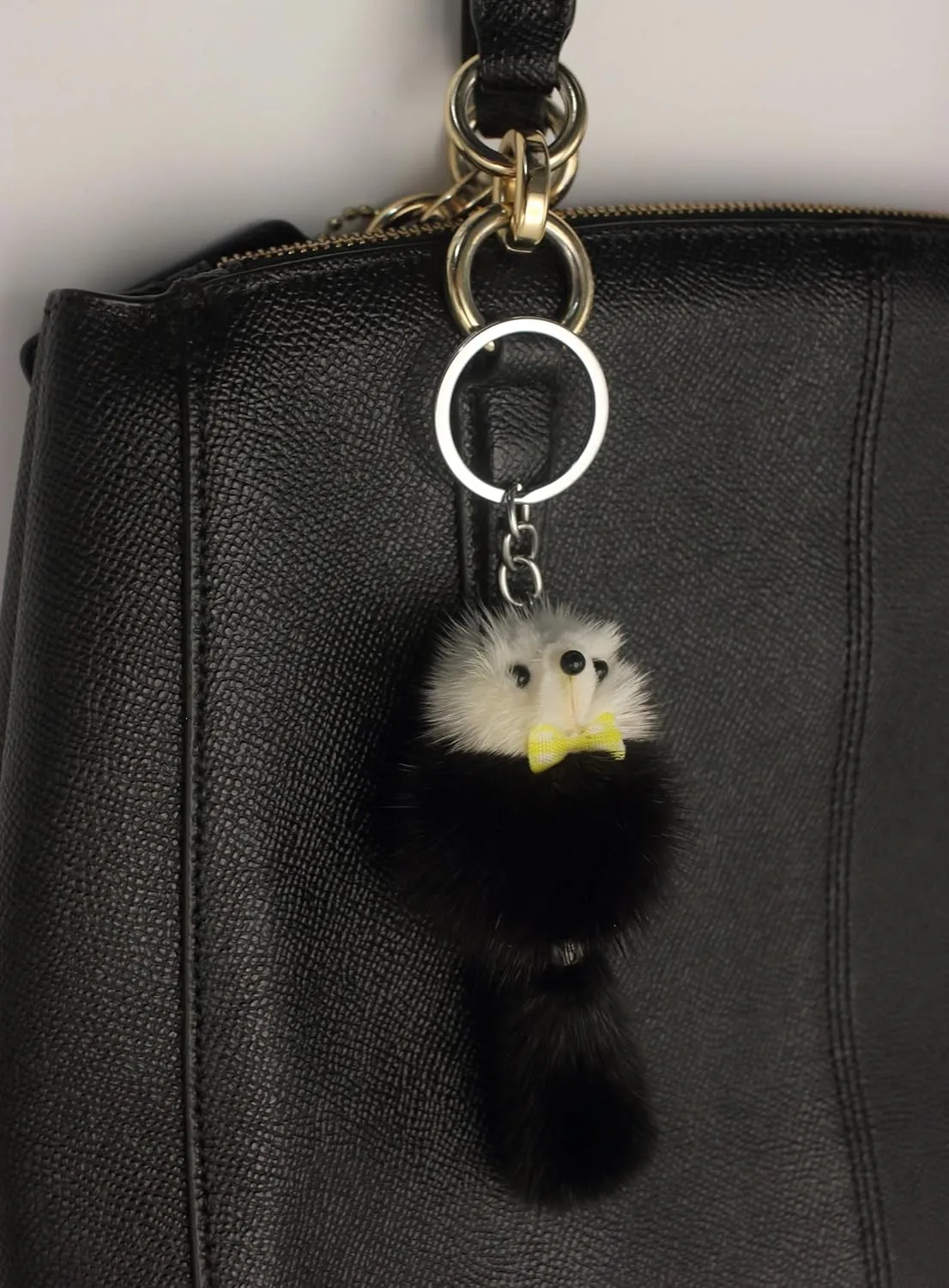 Elegant Genuine Mink Fur Fox-Shaped Keychain - Available in Sophisticated Gray and Classic Black