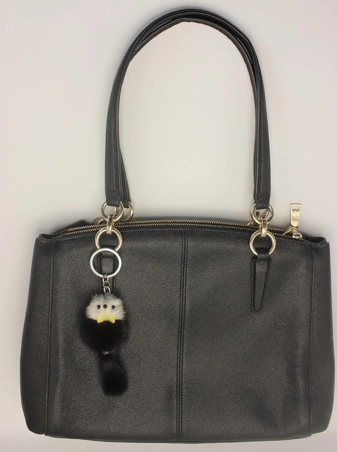 Elegant Genuine Mink Fur Fox-Shaped Keychain - Available in Sophisticated Gray and Classic Black