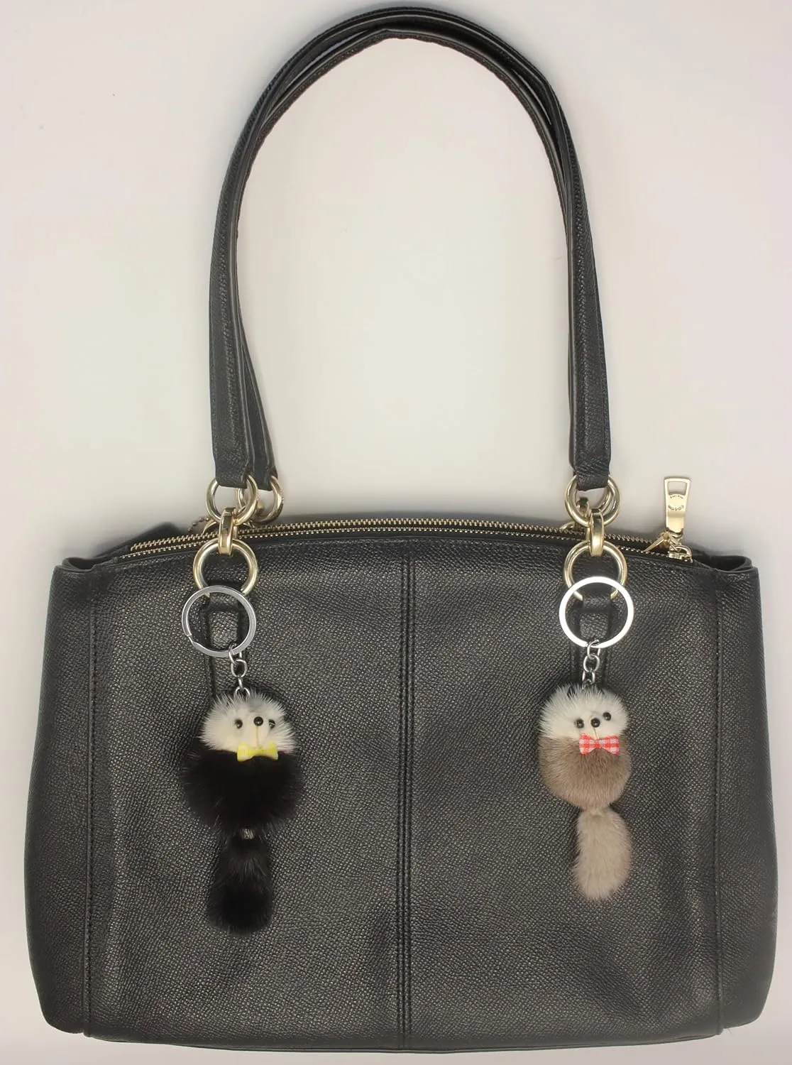 Elegant Genuine Mink Fur Fox-Shaped Keychain - Available in Sophisticated Gray and Classic Black