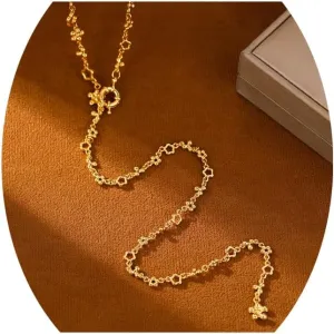 Elegant Gold Y-Necklace with Beaded Chain - Chic Long Drop Design - Perfect for Layering - Sophisticated Accessory for All Occasions (Necklace)