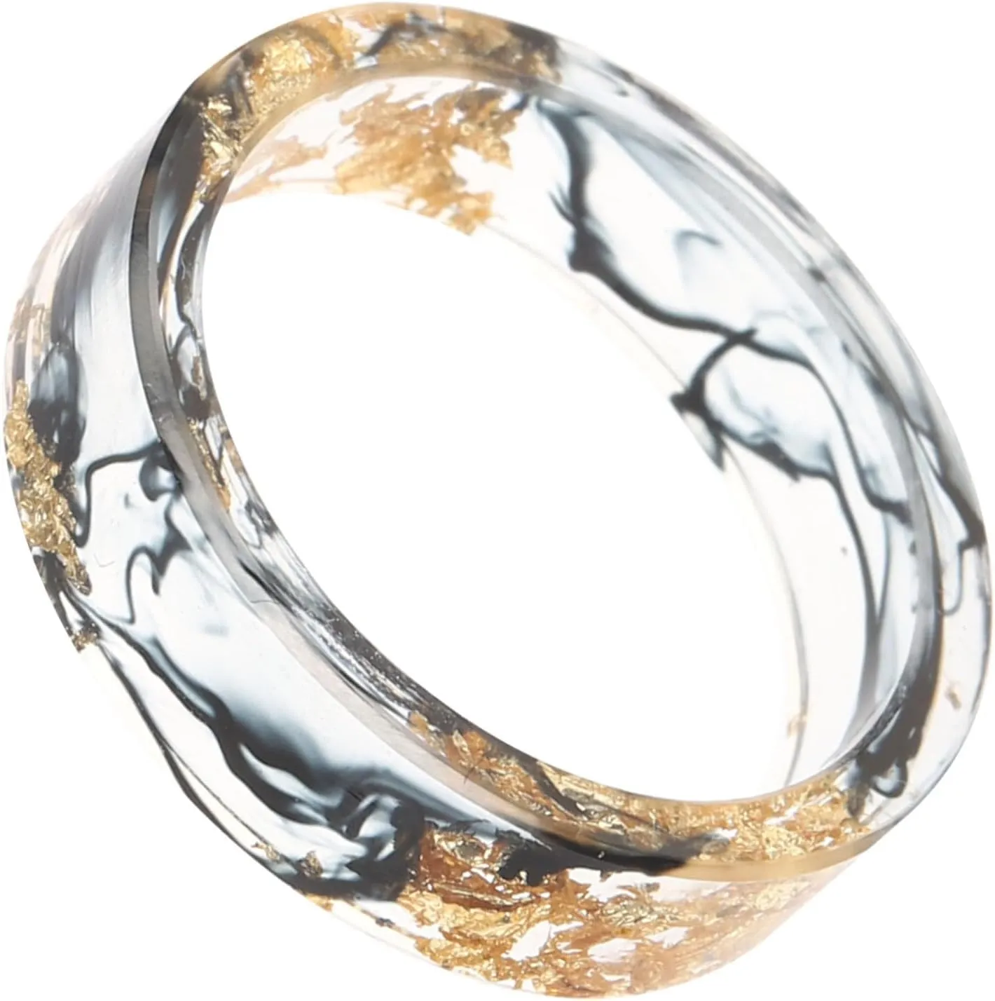 Elegant Resin Gold Foil Ring Stackable Knuckle Ring for Women Trendy Flower Ring for Finger Decor