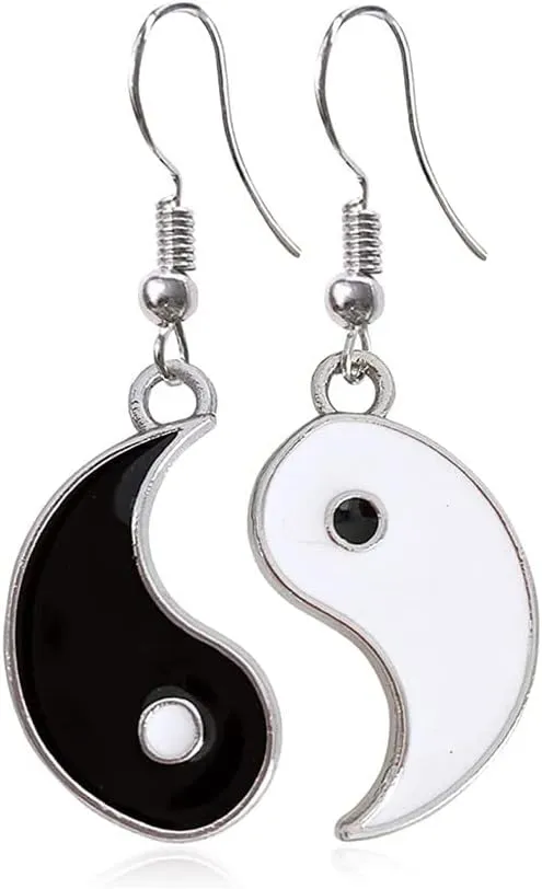 Enamel Yin Yang Earrings - Ancient Tai Chi Drop Dangle Earrings for Women Girls Jewelry Gift